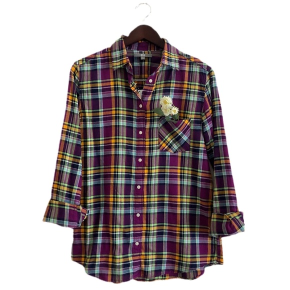 Uniqlo Tops - UNIQLO Women Flannel Check Long Sleeve Shirt